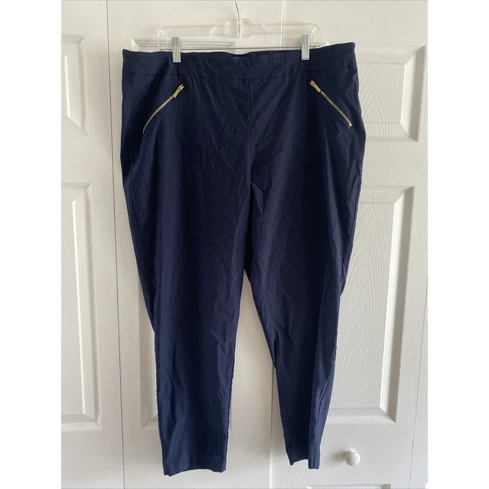 Nanette Nanette Lepore Ankle Pants Womens Size 3X Navy‎ Gold Zip Career Stretch